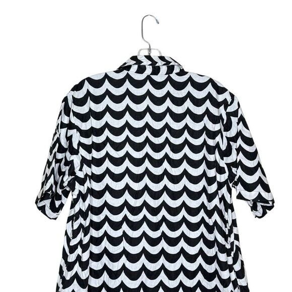Marimekko Uniqlo Laine Short Sleeve Black White Shirt Dress Size M Linen Button - Picture 6 of 12